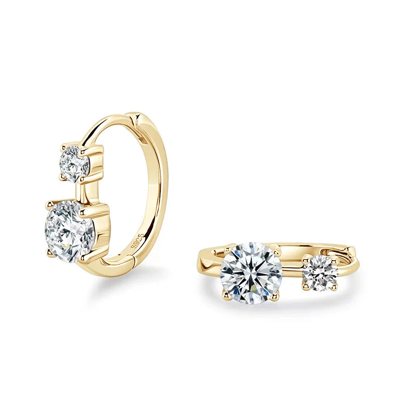 IOGOU Moissanite Hoop Earrings – 4/6.5mm – D Color – White Gold