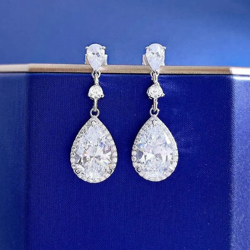 Luxury Long Lab Moissanite Diamond Dangle Earring 100% Real 925 sterling silver Party Wedding Drop Earrings for Women Jewelry
