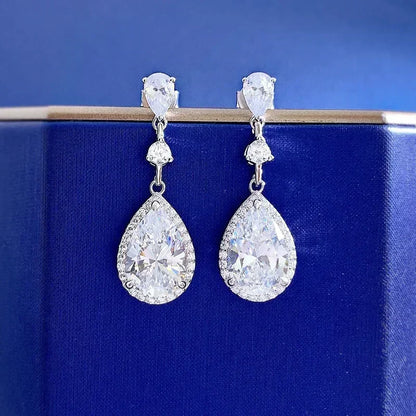 Luxury Long Lab Moissanite Diamond Dangle Earring 100% Real 925 sterling silver Party Wedding Drop Earrings for Women Jewelry