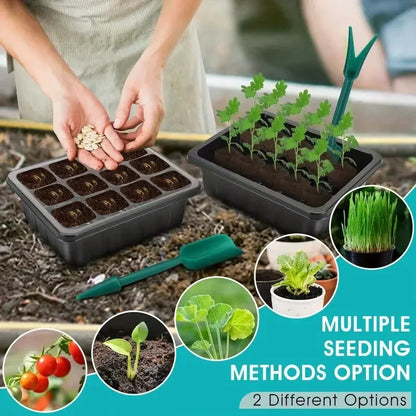 Seed starter tray with grow lights, 2 seed germination kits with adjustable humidity dome, mini greenhouse for seed germination