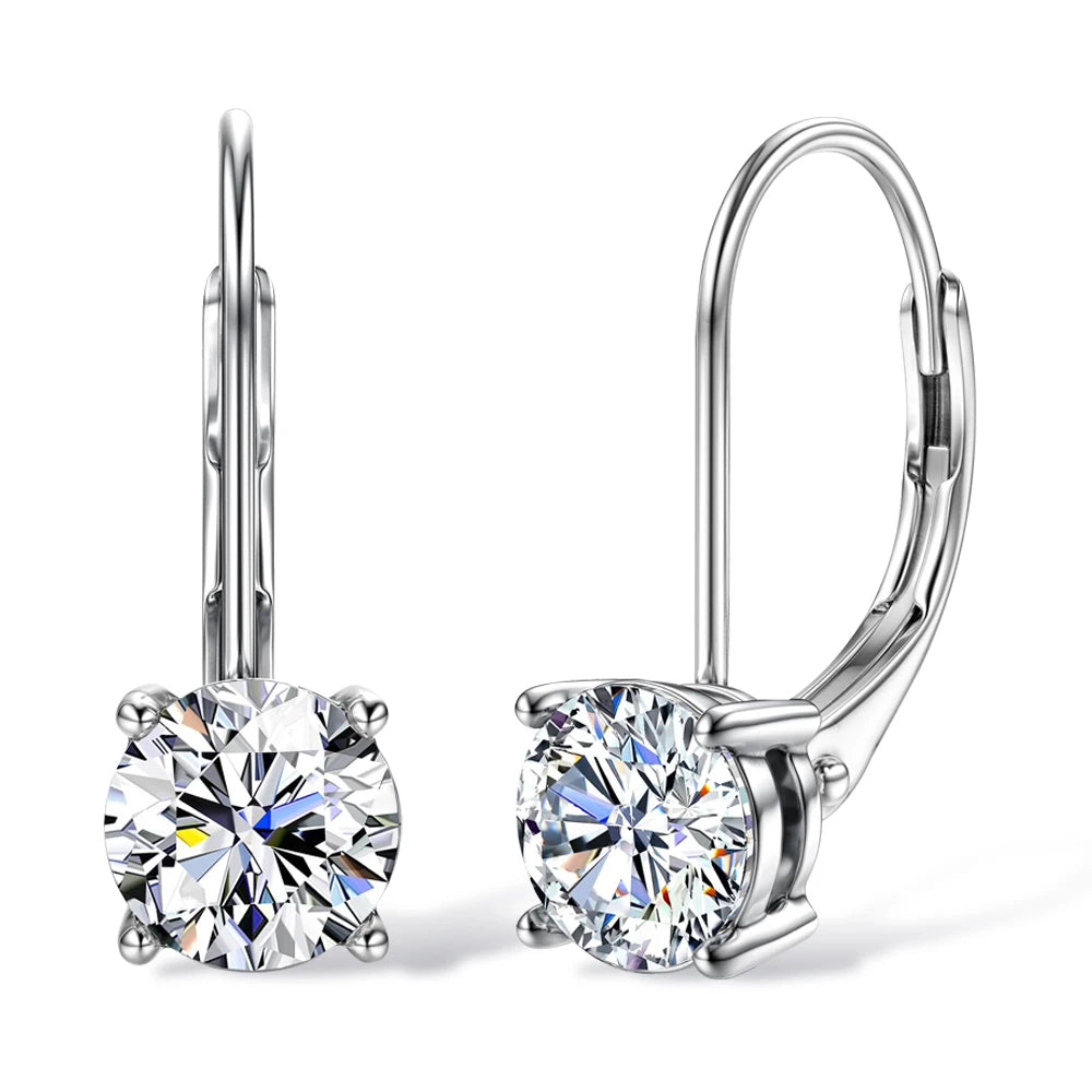 Sweetrain 1CT Moissanite Earrings for Women 6.5mm D Color Brilliant Round Cut Lab Created Diamond Earring Pure 925 Silver Hoops