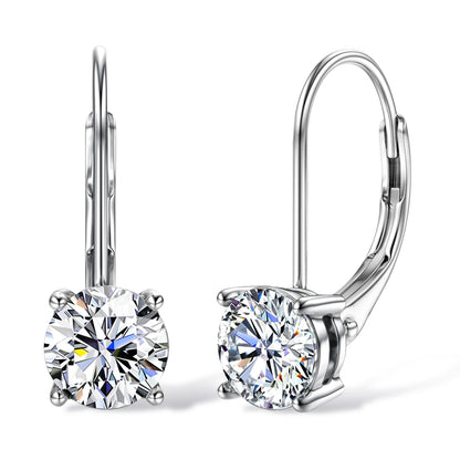 Sweetrain 1CT Moissanite Earrings for Women 6.5mm D Color Brilliant Round Cut Lab Created Diamond Earring Pure 925 Silver Hoops