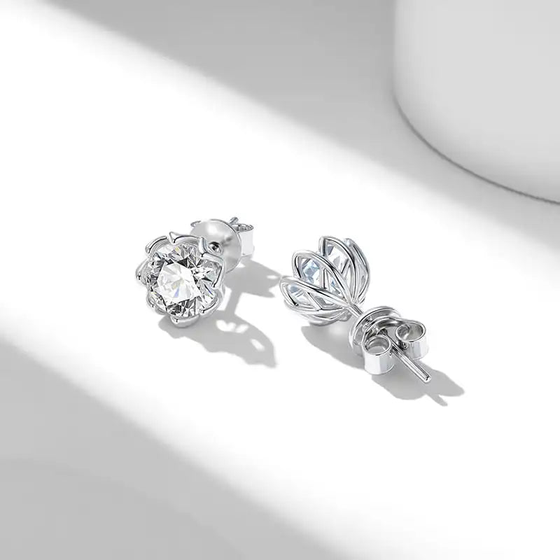 925 silver 1 carat*2 moissanite octagonal classic high-grade petal earrings