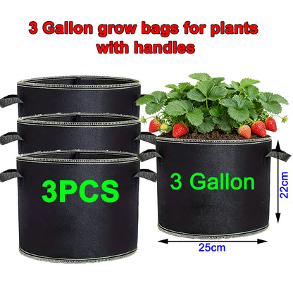 68 Pcs 3 Gallon Strawberry Grow Bags for Plants with Handles Garden Accessories Vegetable Plant Bags for Growing Flower Pot