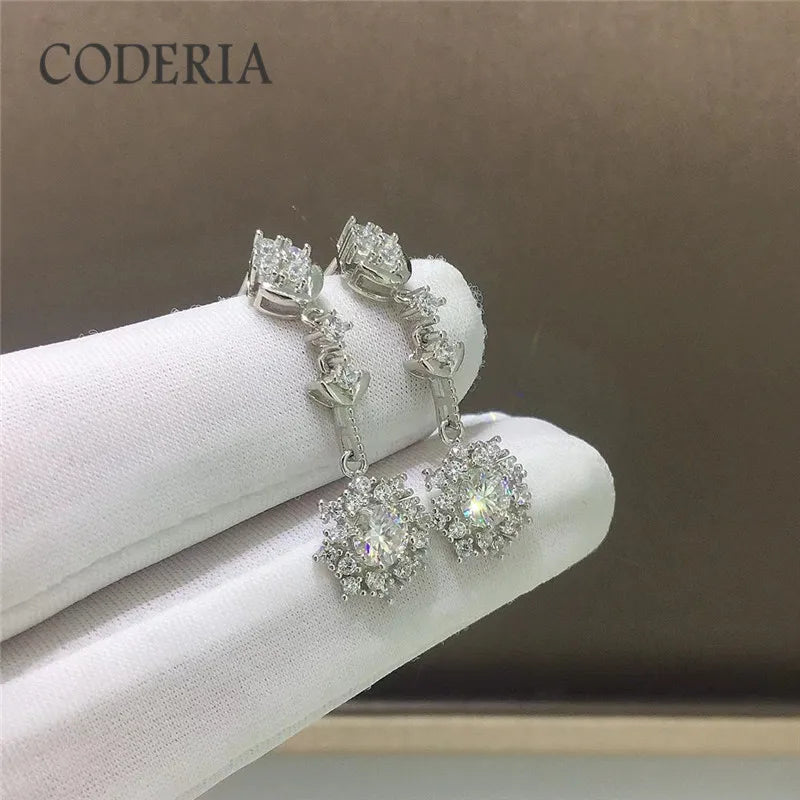 Moissanite Compass Earrings – 1CT D/VVS – GRA – White Gold