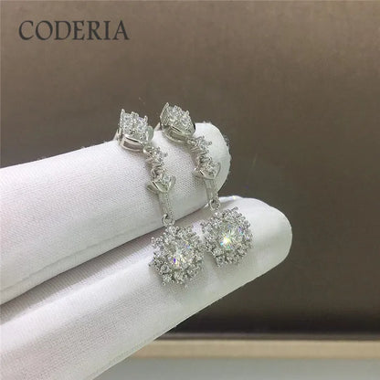 Moissanite Compass Earrings – 1CT D/VVS – GRA – White Gold