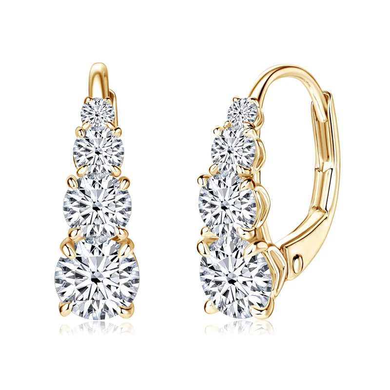 IOGOU Luxury 1.86cttw Full Moissanite Diamond Hoop Clip Earrings for Women Original 925 Sterling Silver Jewelry Vintage Earrings