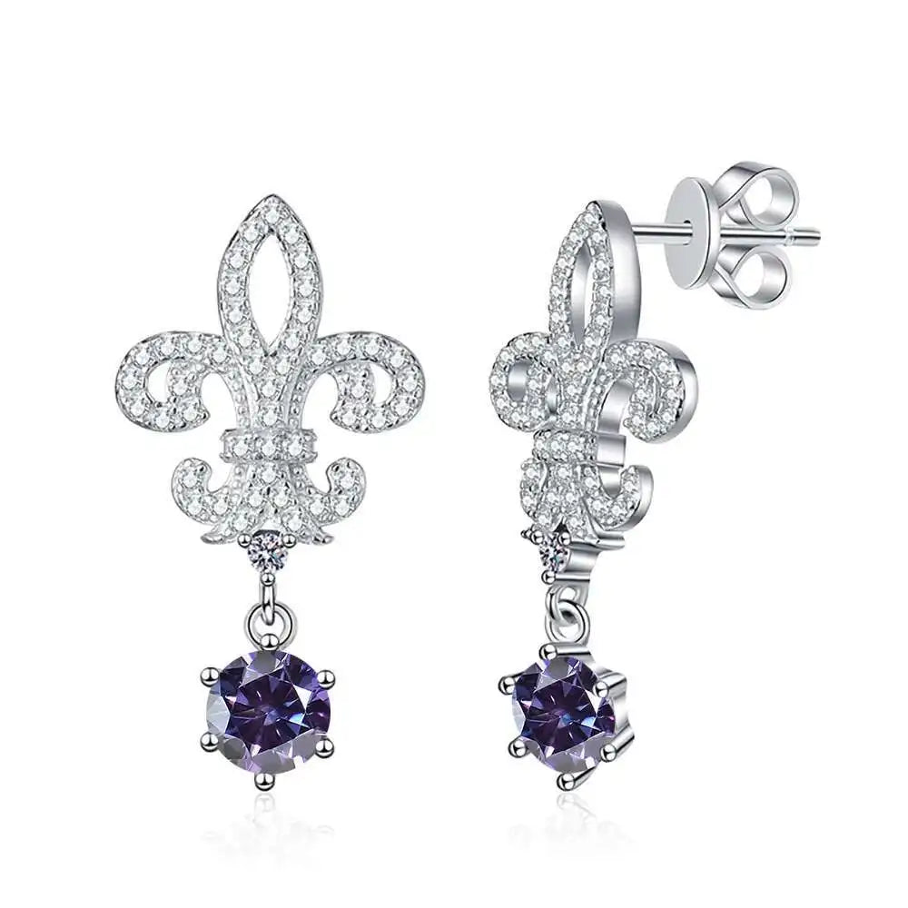 BIJOX STORY 1ct Colors Moissanite Stud Earrings GRA Certified Lab Created Diamond 925 Sterling Silver Wedding Jewelry for Women