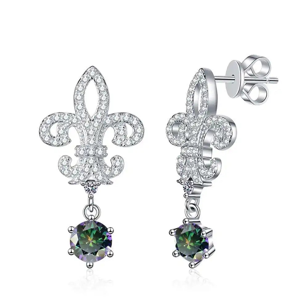 BIJOX STORY 1ct Colors Moissanite Stud Earrings GRA Certified Lab Created Diamond 925 Sterling Silver Wedding Jewelry for Women