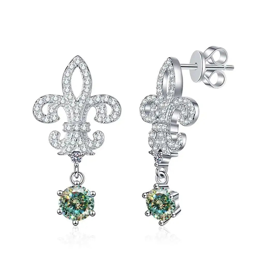 BIJOX STORY 1ct Colors Moissanite Stud Earrings GRA Certified Lab Created Diamond 925 Sterling Silver Wedding Jewelry for Women