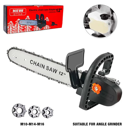12-inch Electric Chain Saw Converter Bracket DIY Kit For 100/115/125/150/180mm Angle Grinder, M10-M14-M16 Home Woodworking Tools