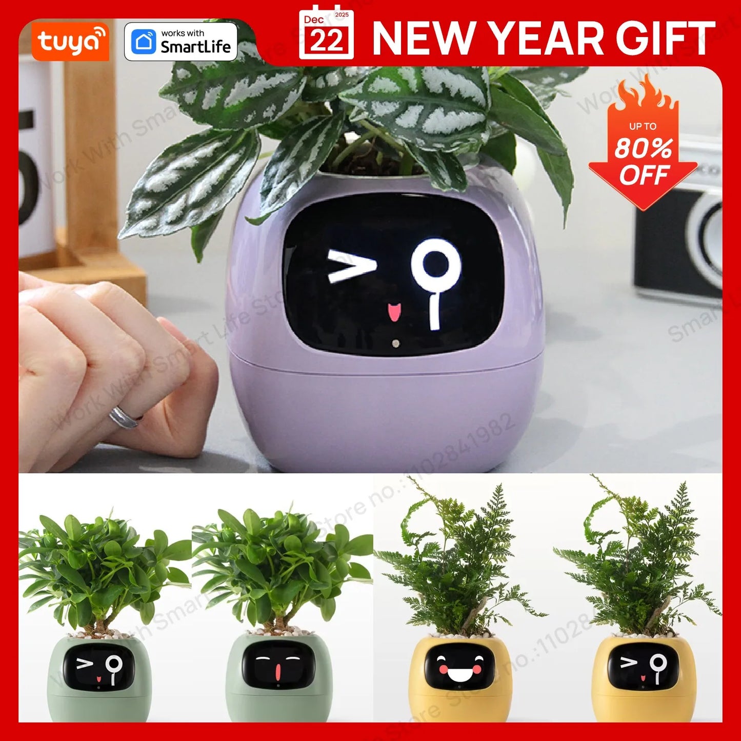 Ivy Tuya Smart Planter,Endless Fun Over 49 Rich Expressions,7 smart sensors,AI Chips Make Raising Plants Easy and Fun