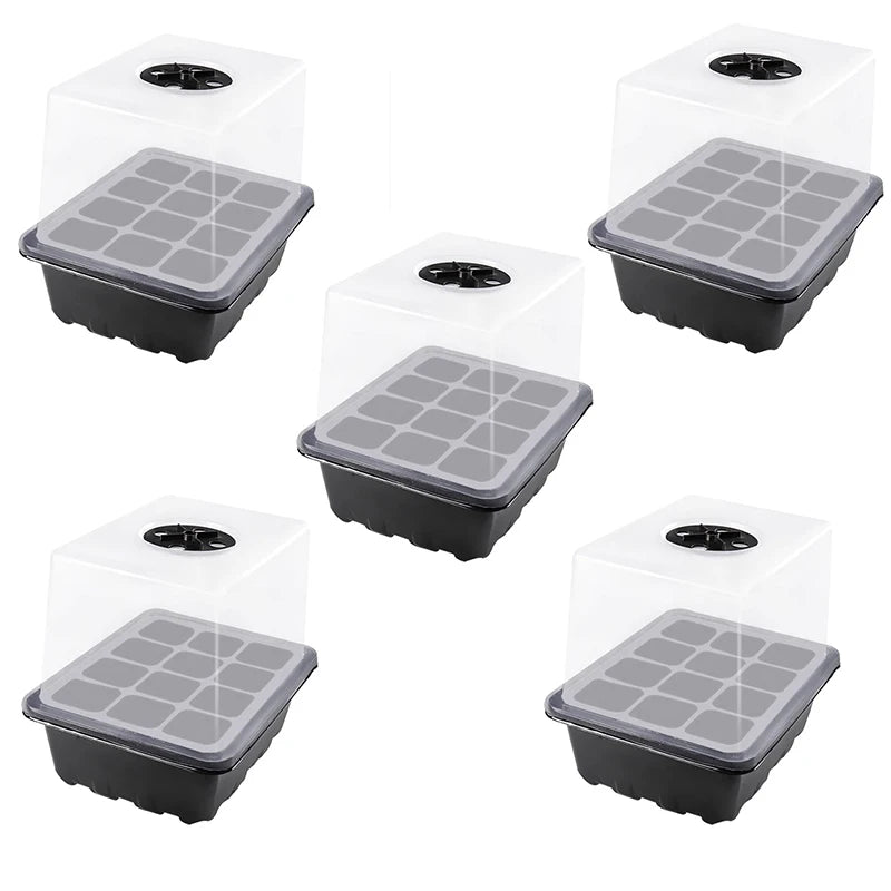 Heightened Three-Piece Set Seedling Box 6/12 Hole with Lid Succulent Vegetable Breeding Pot for Gardening And Plant Care