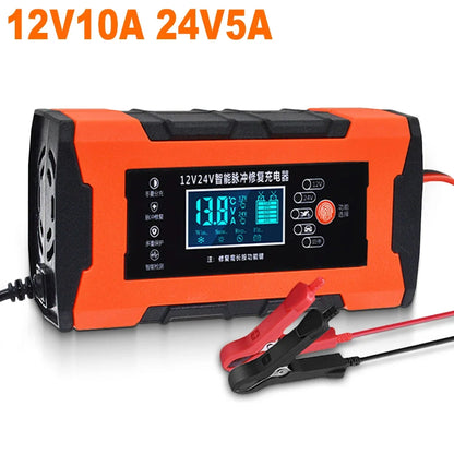 Automatic 10A Car Battery Charger – Intelligent 12V/24V Fast Charging & Repair Mode