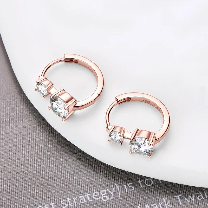 IOGOU Moissanite Hoop Earrings – 4/6.5mm – D Color – White Gold