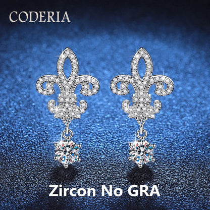 Crown Moissanite Drop Earrings – 1CT D – GRA – White Gold