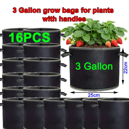 68 Pcs 3 Gallon Strawberry Grow Bags for Plants with Handles Garden Accessories Vegetable Plant Bags for Growing Flower Pot