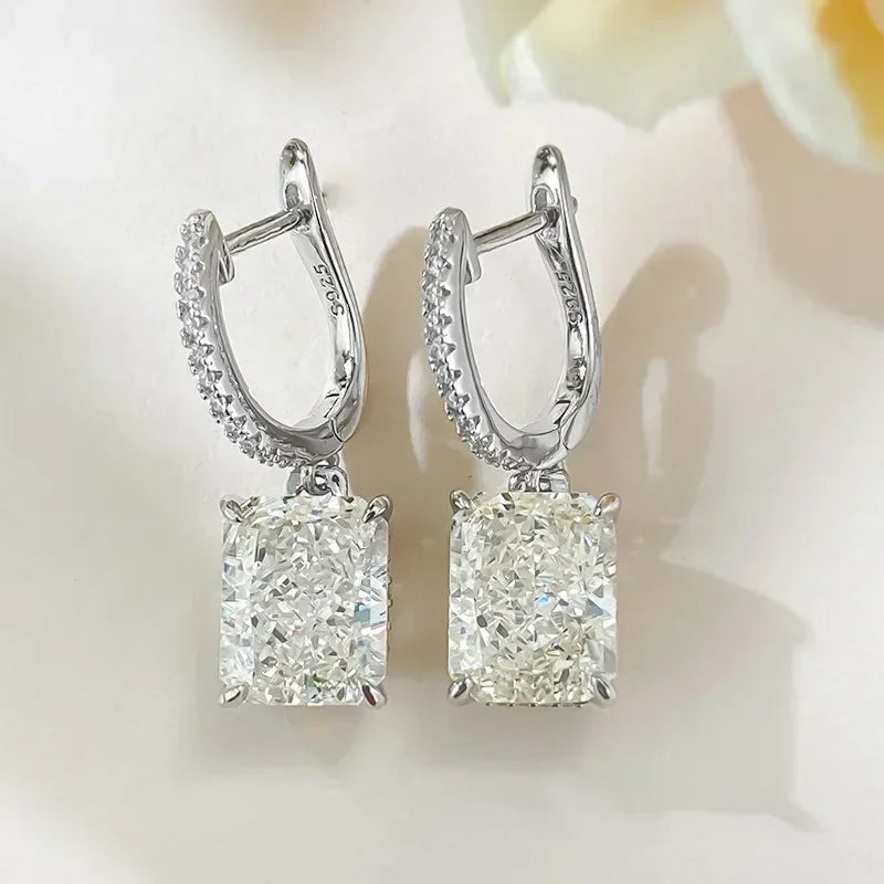 Luxury Long Lab Moissanite Diamond Dangle Earring 100% Real 925 sterling silver Party Wedding Drop Earrings for Women Jewelry