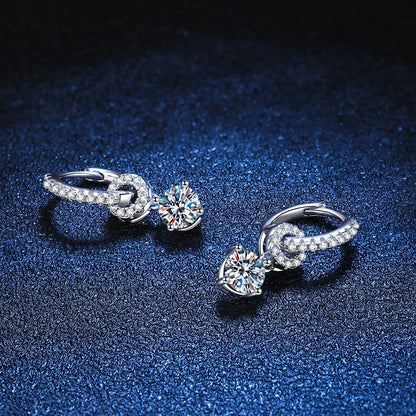 NeeTim Drop Earrings – Moissanite – White Gold – Elegant Gift