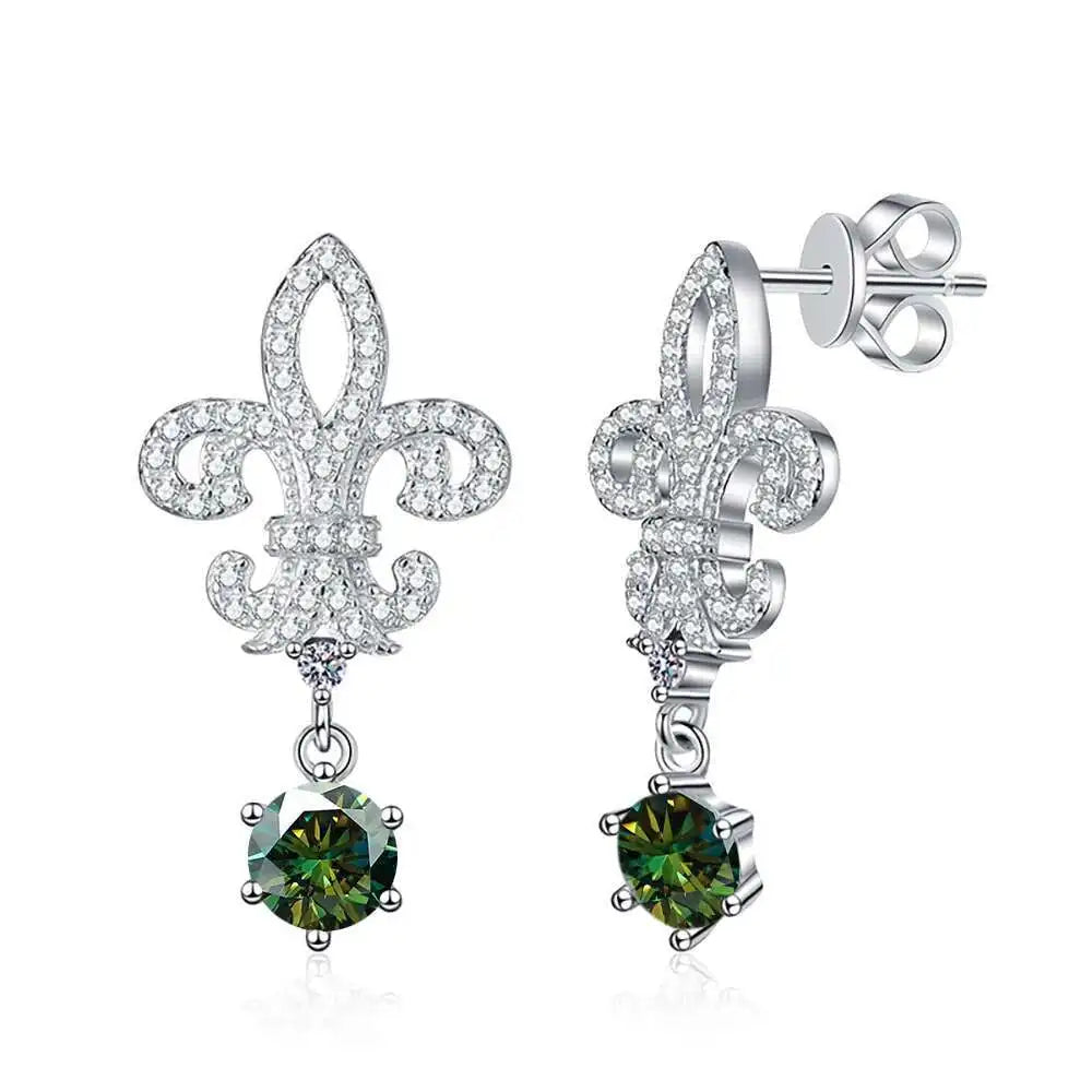 BIJOX STORY 1ct Colors Moissanite Stud Earrings GRA Certified Lab Created Diamond 925 Sterling Silver Wedding Jewelry for Women