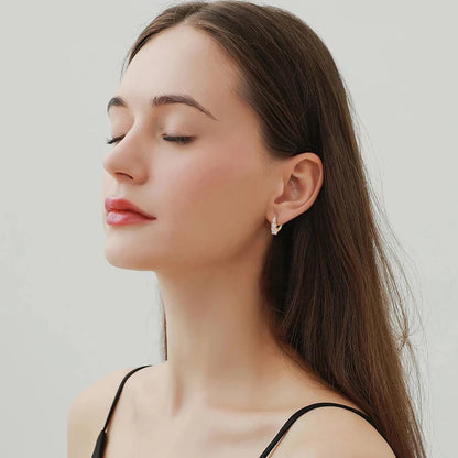 IOGOU Luxury 1.86cttw Full Moissanite Diamond Hoop Clip Earrings for Women Original 925 Sterling Silver Jewelry Vintage Earrings