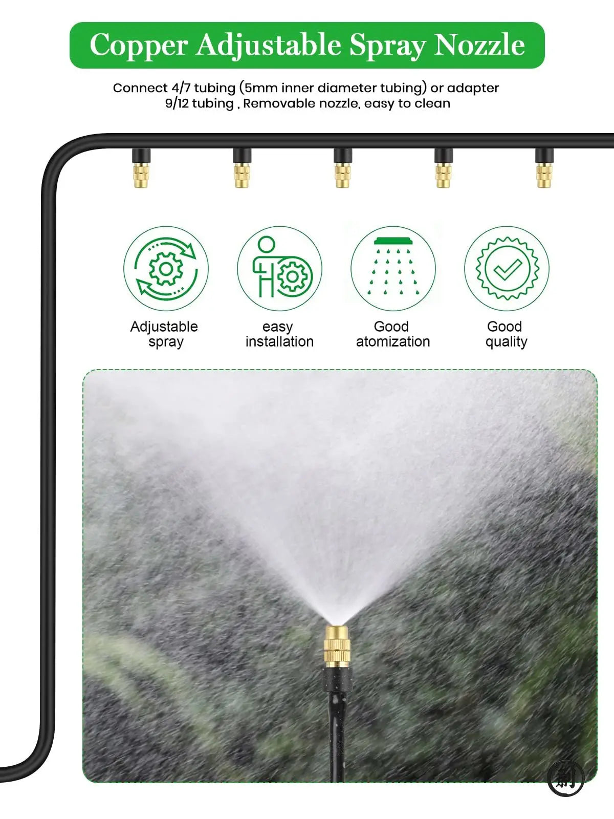 10pcs 4/7PVC Outdoor Misting Cooling System Garden Irrigation Watering 1/4'' Brass Atomizer Adjustable Garden Micro Sprinklers