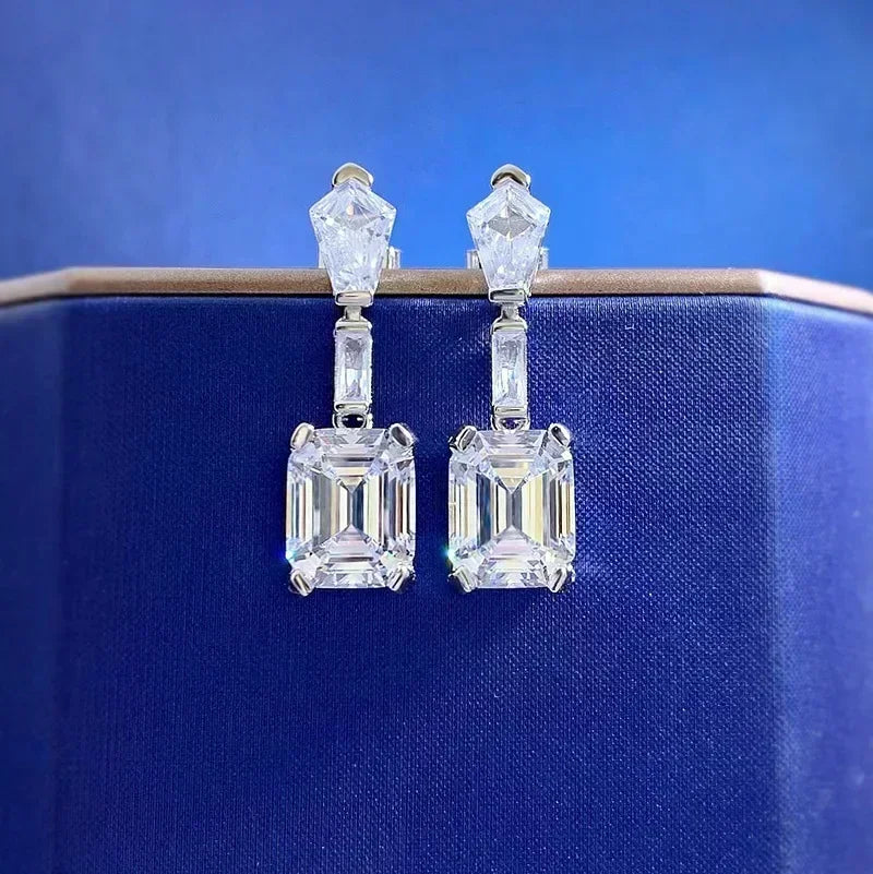 Luxury Long Lab Moissanite Diamond Dangle Earring 100% Real 925 sterling silver Party Wedding Drop Earrings for Women Jewelry