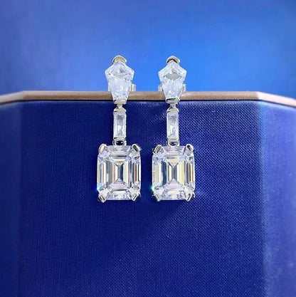 Luxury Long Lab Moissanite Diamond Dangle Earring 100% Real 925 sterling silver Party Wedding Drop Earrings for Women Jewelry