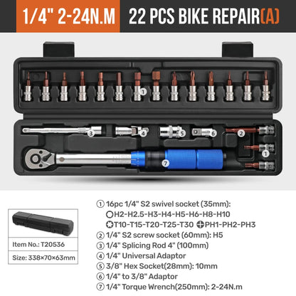 Apollo Torque Wrench Repairing Tool High Precise Torque Preset Wrenches 2-24N.m Torque Adjustable 1/4inch Ratchet Wrench