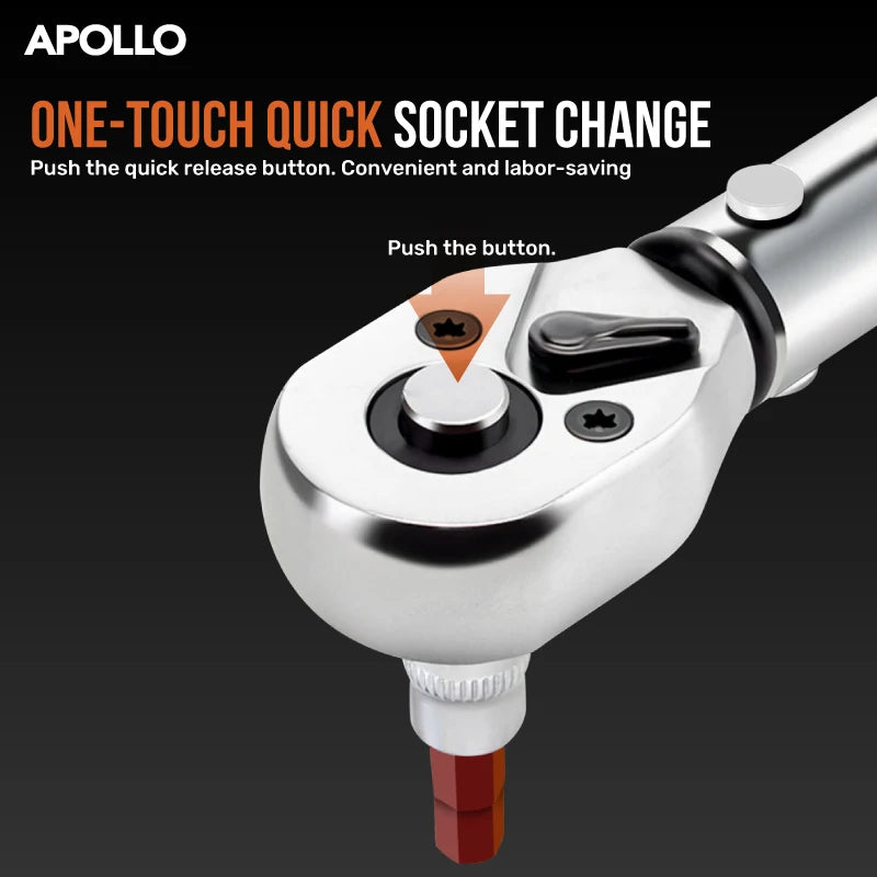 Apollo Torque Wrench Repairing Tool High Precise Torque Preset Wrenches 2-24N.m Torque Adjustable 1/4inch Ratchet Wrench