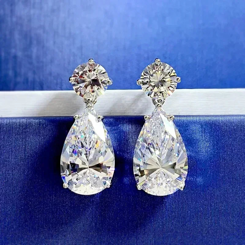 Luxury Long Lab Moissanite Diamond Dangle Earring 100% Real 925 sterling silver Party Wedding Drop Earrings for Women Jewelry