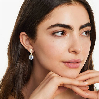 Plated 18K Gold 2 Carat Moissanite Hoop Earrings with Certificates 8mm Lab Diamond Earring for Women Original 925 Silver Jewelry