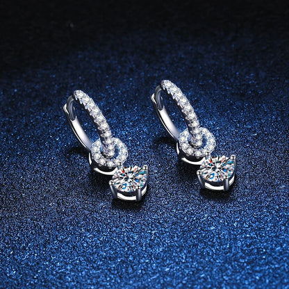NeeTim Drop Earrings – Moissanite – White Gold – Elegant Gift