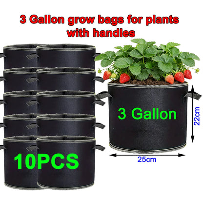 68 Pcs 3 Gallon Strawberry Grow Bags for Plants with Handles Garden Accessories Vegetable Plant Bags for Growing Flower Pot