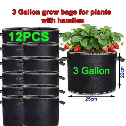 68 Pcs 3 Gallon Strawberry Grow Bags for Plants with Handles Garden Accessories Vegetable Plant Bags for Growing Flower Pot