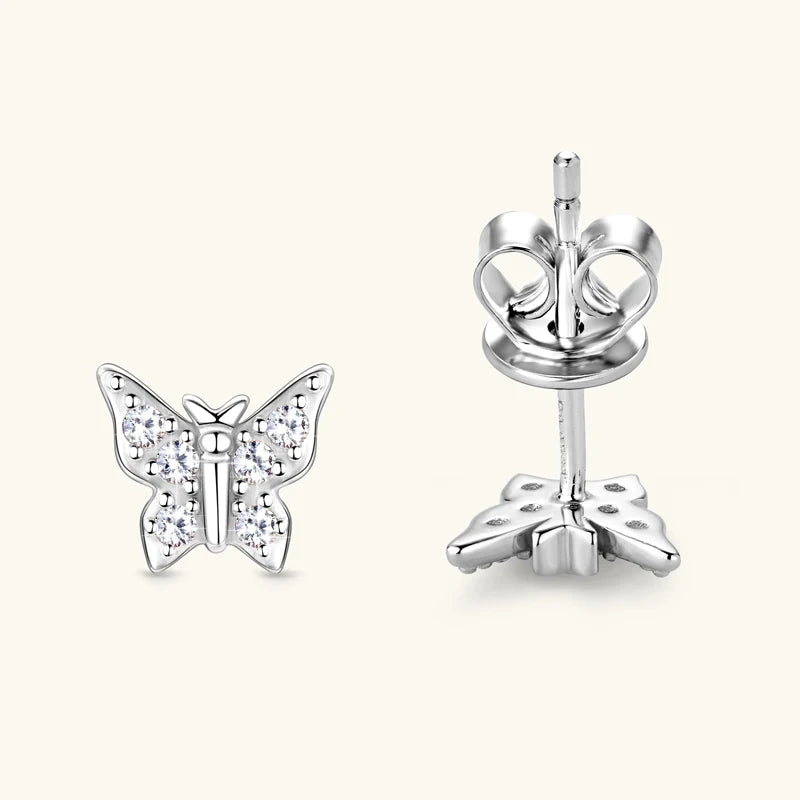 OXTAO 925 Sterling Silver Moissanite Butterfly Earrings Female Jewelry Sparkling Lab Diamond Piercing Earring Gift GRA Certified