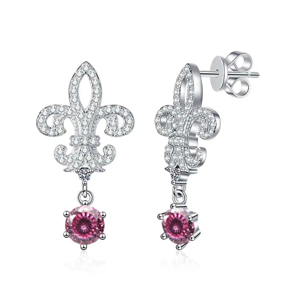 BIJOX STORY 1ct Colors Moissanite Stud Earrings GRA Certified Lab Created Diamond 925 Sterling Silver Wedding Jewelry for Women