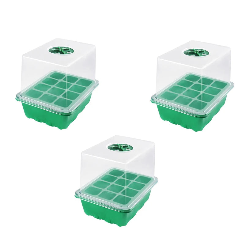 Heightened Three-Piece Set Seedling Box 6/12 Hole with Lid Succulent Vegetable Breeding Pot for Gardening And Plant Care