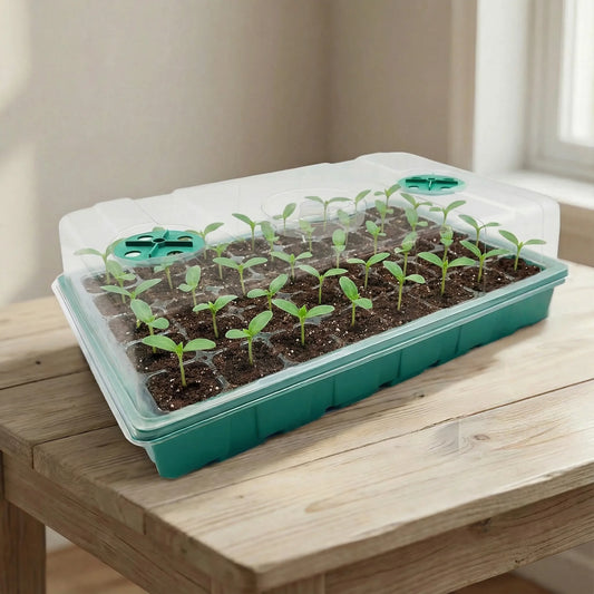 4Pcs 40 Holes Seed Starter Tray Seedling Plant Trays with Humidity Vented Domes Bases Seed Starting Indoor Gardening Greenhouse