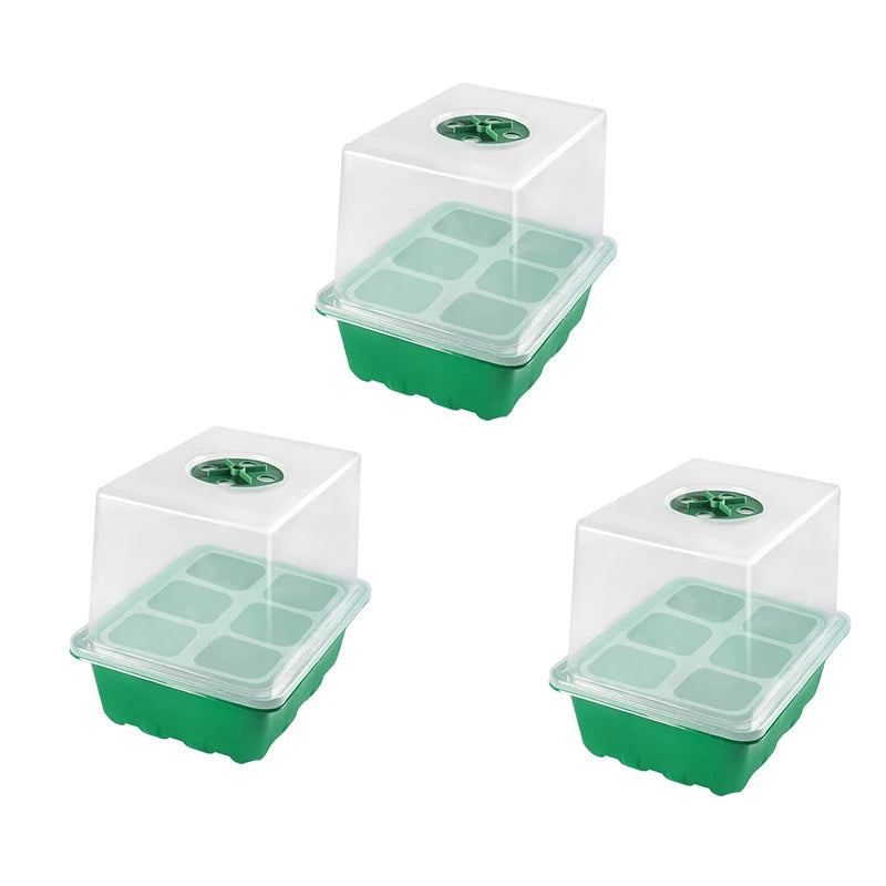 Heightened Three-Piece Set Seedling Box 6/12 Hole with Lid Succulent Vegetable Breeding Pot for Gardening And Plant Care