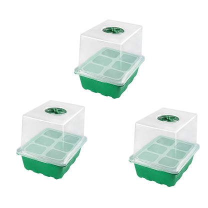 Heightened Three-Piece Set Seedling Box 6/12 Hole with Lid Succulent Vegetable Breeding Pot for Gardening And Plant Care