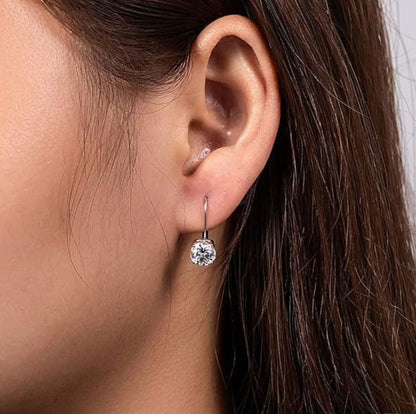 Sweetrain 1CT Moissanite Earrings for Women 6.5mm D Color Brilliant Round Cut Lab Created Diamond Earring Pure 925 Silver Hoops