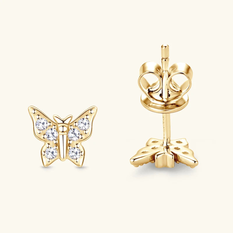 OXTAO 925 Sterling Silver Moissanite Butterfly Earrings Female Jewelry Sparkling Lab Diamond Piercing Earring Gift GRA Certified