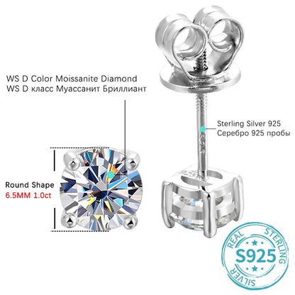 Elegant Moissanite Ear Studs – D Color, Gold-Plated