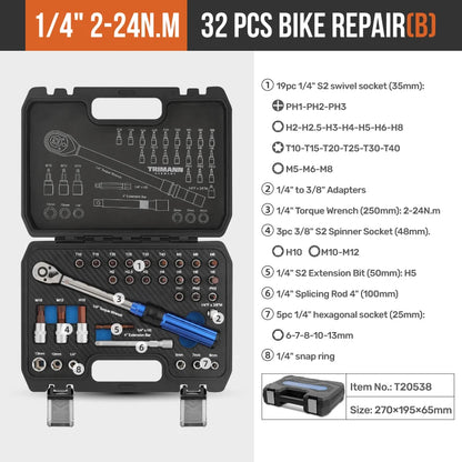 Apollo Torque Wrench Repairing Tool High Precise Torque Preset Wrenches 2-24N.m Torque Adjustable 1/4inch Ratchet Wrench