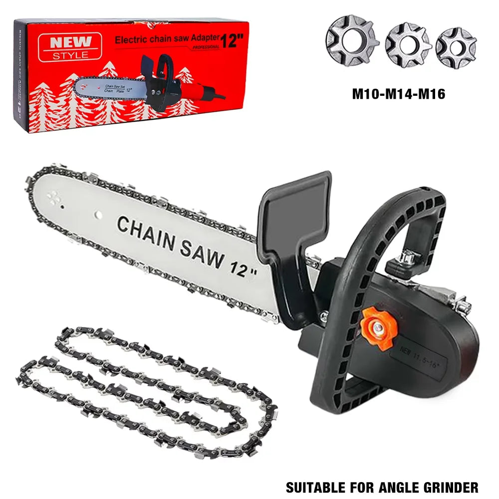 12-inch Electric Chain Saw Converter Bracket DIY Kit For 100/115/125/150/180mm Angle Grinder, M10-M14-M16 Home Woodworking Tools