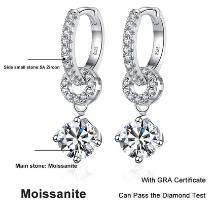 NeeTim Drop Earrings – Moissanite – White Gold – Elegant Gift