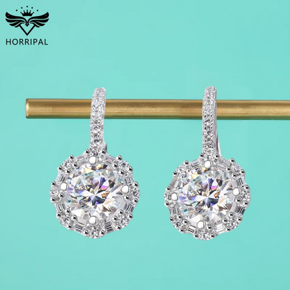 HORRIPAL 1CTTW D VVS1 Moissanite Hoop Earrings S925 Sterling Silver Earrings for women Sparkling Diamond Jewelry GRA Pass Tester