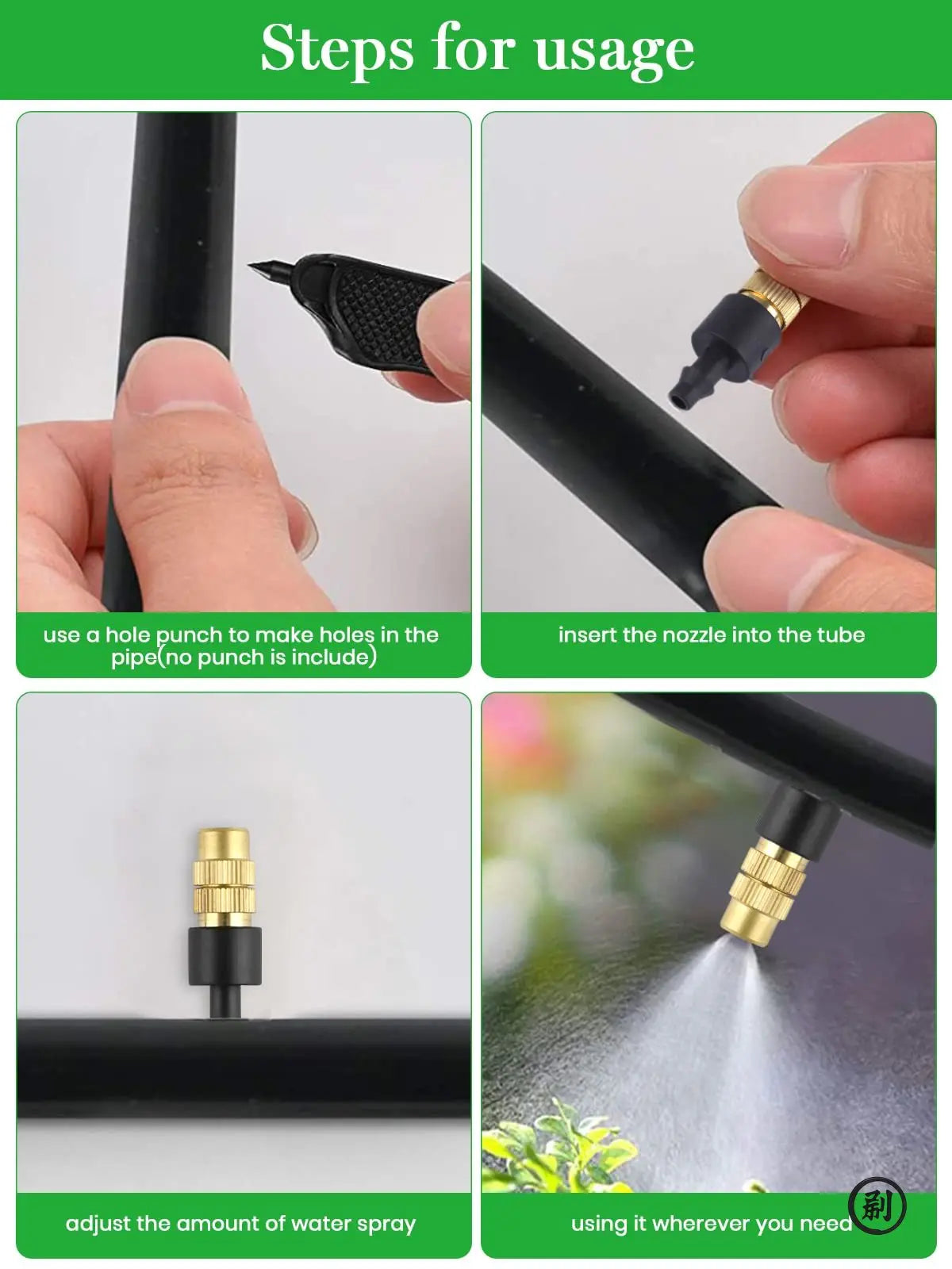 10pcs 4/7PVC Outdoor Misting Cooling System Garden Irrigation Watering 1/4'' Brass Atomizer Adjustable Garden Micro Sprinklers