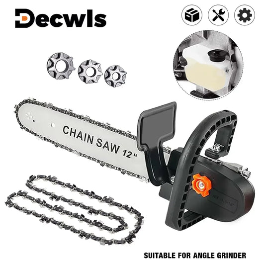12-inch Electric Chain Saw Converter Bracket DIY Kit For 100/115/125/150/180mm Angle Grinder, M10-M14-M16 Home Woodworking Tools
